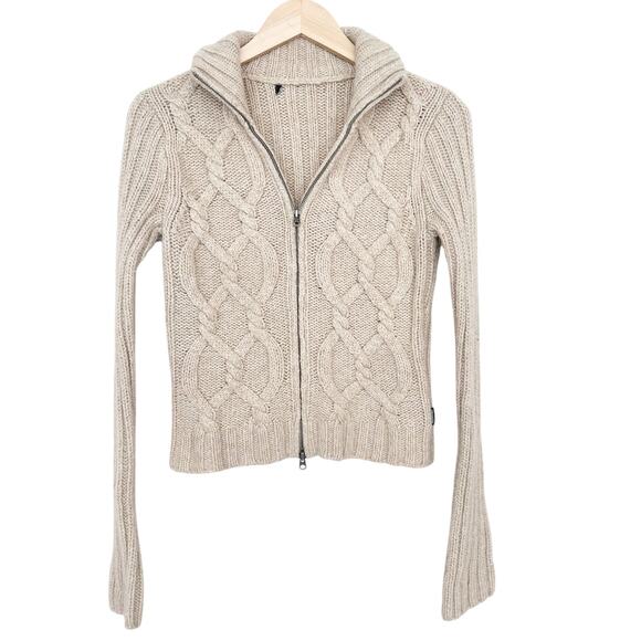Abercrombie Cream Cable Knit Full Zip Sweater Sz S - Picture 1 of 4